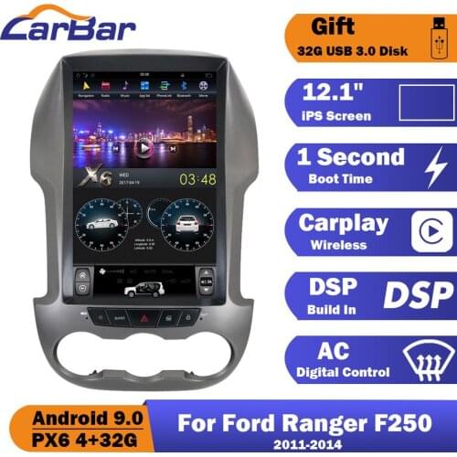 Carbar Tesla Style Vertical Screen Android 9.0 Car DVD GPS Radio Navigation Stereo Audio Player For Ford Ranger F250 2011-2014