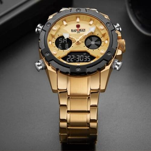 Kademan New Large Dial Mens Multifunctional Outdoor Sports Waterproof Steel Band Watch Mens Watch Japanese Movement