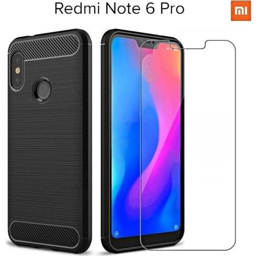 COVER for Xiaomi Redmi Note Pro soft TPU CARBON Case CARBON + Glass 6 TEMP