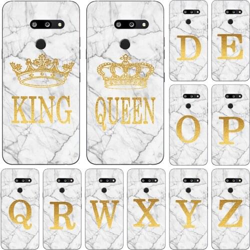 Phone Case for LG G8S G8 G7 G6 H870 H873 G5 H850 VS987 H820 ThinQ White Marble Golden English Letter Fashion Name Back Cover