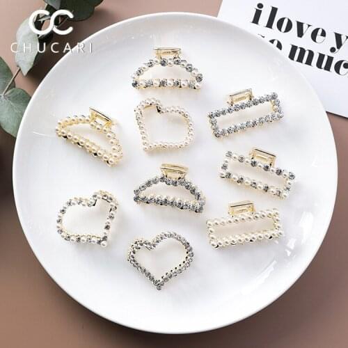 CHUCARI Pearl Hair Clip for Women Elegant Korean Design Snap Barrette Stick Hairpin Hair Styling Accessories Heart Hair Clip