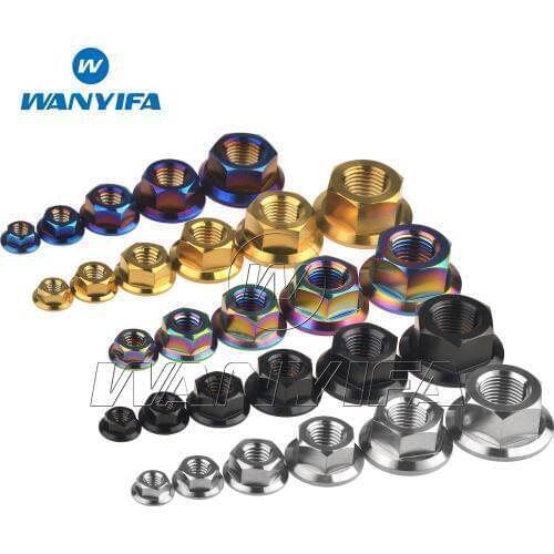 Wanyifa Titanium Nut M5 M6 M8 M10 M12 M14 M16 Flange Nuts for Bicycle Motorcycle Car