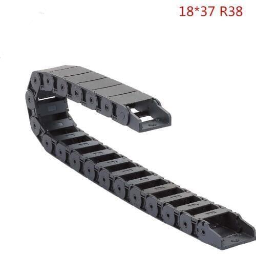 1pcs 18x37mm R38 Cable Drag Chain Wire Carrier with End Connector 18mm x 37mm L1000mm 40" for 3D CNC Router Machine