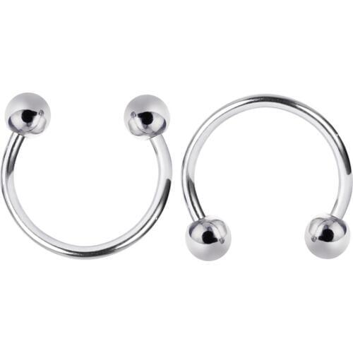 2pcs/lot Eyebrow Rings Lobe Hoops Cartilage Earrings Ball Head Spike Horseshoe Lip Nipple Piercing Womens Nose Septum Ring LB20