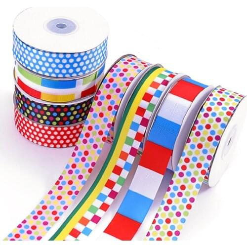 10 yards (22mm) Polka Dot Check Printing Polyester Webbing Ribbon For Gift Packing