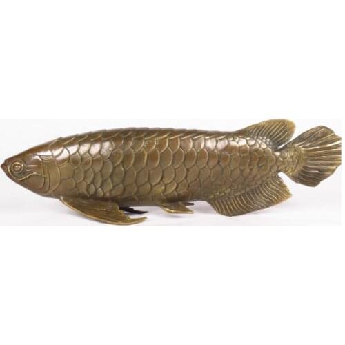 Copper Crafts decoration Fine Brass China Chinese Folk Pure copper Fish Barracuda Animal Statue Sculpture