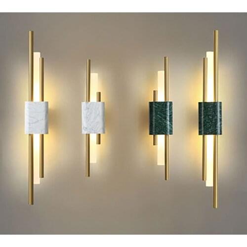 Marble wall lamp bedroom bedside living room decoration interior wall light black/white/green decorative luminaires sconce