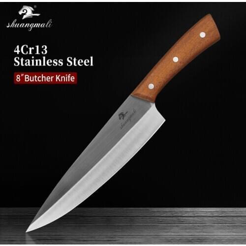 Cleaver Meat Butcher Knife 4Cr13 Carbon Steel Chef Knives Home Kitchen Cook Chicken Butcher Slicing Knife With Wooden Handle