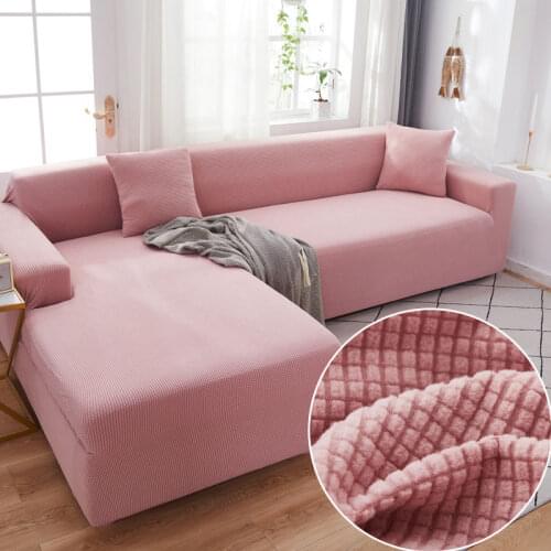 Plush Sofa Cover for Living Room Modern Sectional Corner Sofa Slipcover Couch Cover Chair Protector L-shaped need 2 pcs