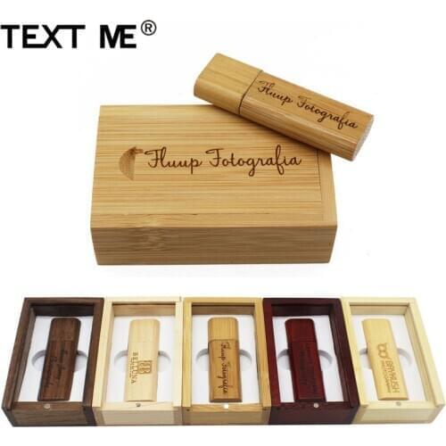 TEXT ME LOGO gift pendrive wooden+box Personalized LOGO usb flash drive 4GB 8GB 16GB 32GB 64GB usb 2.0 photography best gift