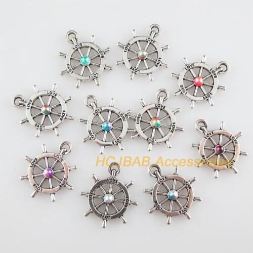 20 New Love Anchor Charms Mixed Acrylic Beads Pendants Tibetan Silver Tone 20x22mm