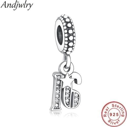 Fit Original Pandora Charms Bracelet 925 Sterling Silver 16th Celebration Dangle Charm Pendant DIY Jewelry Women Berloque