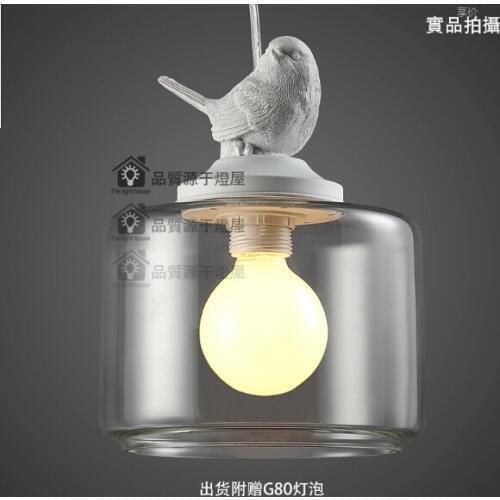 Pendant lighting glass G80 Bulb American Retro European cord pendant lamp Bedroom Restaurant Birds vintage pendant lights