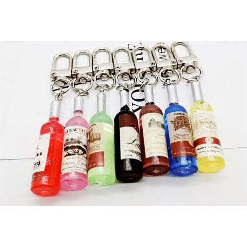 Simple Funny Imitation Wine Bottle Keychain Fashion Tiny Earphone Cover Pendant Bag Accessory Key Chain Best Friend Gift Jewelry