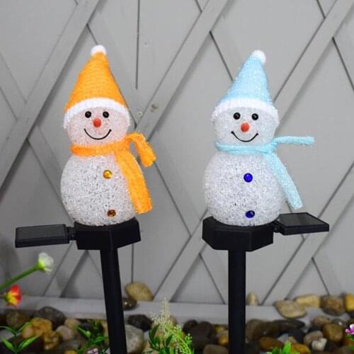 Garden Stake Light Christmas Snowman Solar Christmas Outdoor Garden Decoration Landscape Light for Patio Garden Yard