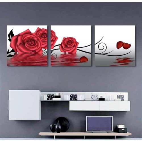 Modern Natural Red Flowers Rose Wall Art Posters White Background Canvas Pictures For Living Room Bedroom Decorative Painting