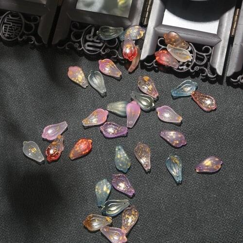 10pcs Glass Flower Petals Leaf Spacer Charm Pendant Lampwork Beads For Jewelry Making DIY Earrings Hairpin Bracelet Accessories