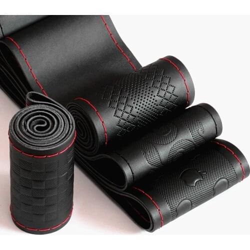 CHIZIYO Universal 38cm Genuine Leather Auto Car Steering Wheel Cover Cap Anti-slip Car Decoration With Needles and Thread