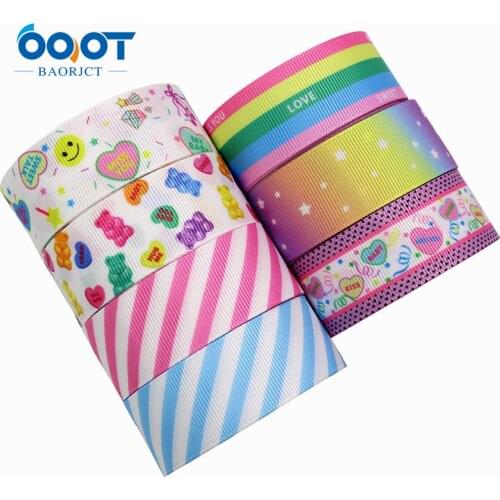 Geometry Cartoons Thermal Transfer Printed Grosgrain Ribbons,1"(25MM),5Yard/Lot Bow Cap DIY Party Gift Packaging M-21202-125