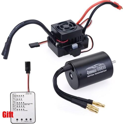 Surpass Hobby Waterproof 3650 2300KV 3100KV 3900KV Brushless Motor with 60A ESC w/ Program Card Combo for 1/10 RC Car Truck Toy