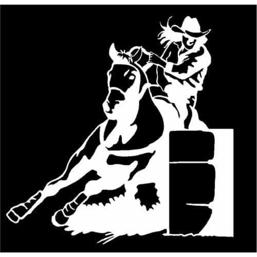 Funny Vinyl Decal Barrell Racer Girl Horse Rodeo Race window Sticker 13x13cm