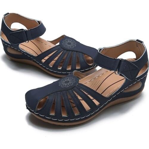 Women Sandals 2021 Summer Fashion Velcro Sandals Women Retro Baotou Romen Sandals Women Platform Wedge Sandlas Plus Size 43