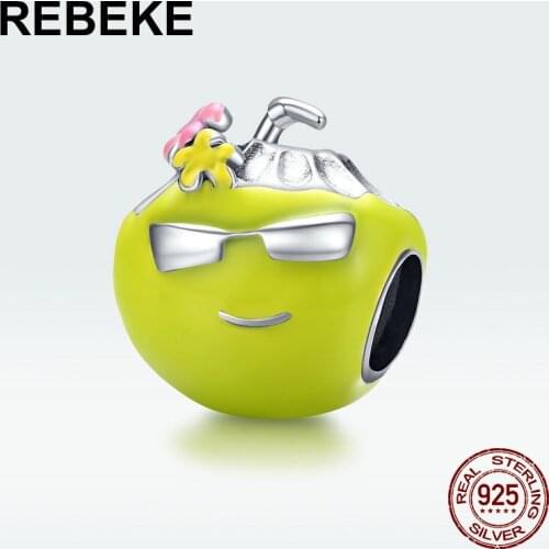 Woman jewelry making genuine 925 sterling silver beads summer coconut charm fit bangle bangle pendant DIY silver accessories