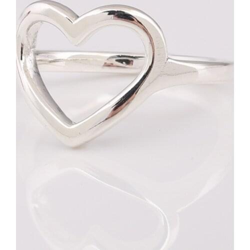 S925 Silver Open Heart Ring For Women Lady Fine Jewelry