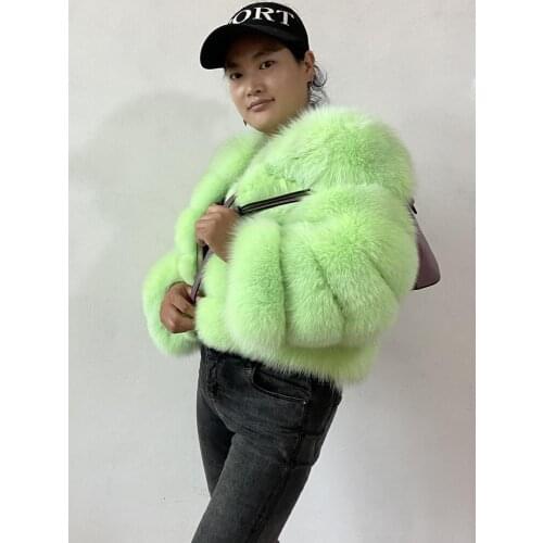 Real Fox fur Coat 50cm Winter Woman Natural Warm Fashion Sleeves Length 55cm Fur coat fur jacket fox fur coat