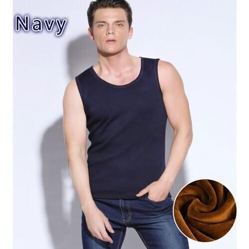 Men Vest Men Warm Thick Cold-resistant Vest Autumn Winter Wide Shoulder O-Neck Base Soild Cotton