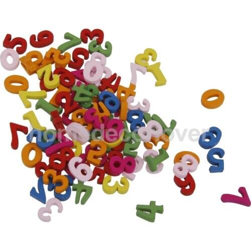 100pcs Colorful Wooden 1-9 Arabic Numbers Flatback Embellishments Crafts DIY