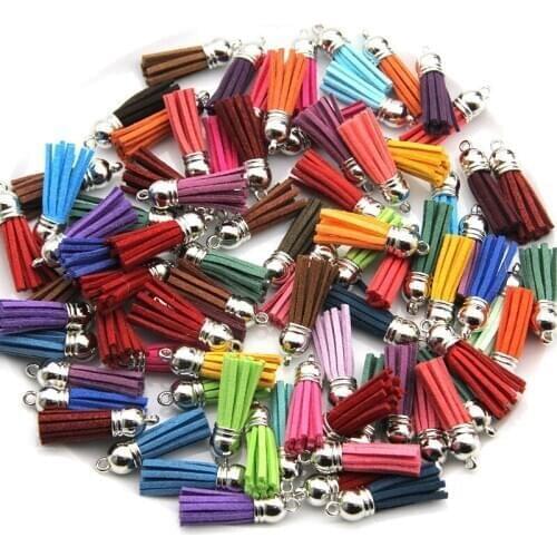 100 pcs/lot) 40mm Tassel Vintage Leather Tassels Fringe for Purl Macrame DIY Jewelry Keychain Cellphone Straps Pendant