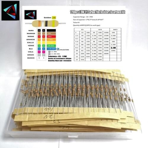 1/8W 1% 1R~1Mohm 43ValuesX20PCS=860PCS 0.125W Resistor Metal Film Resistor Assorted Kit, Sample bag
