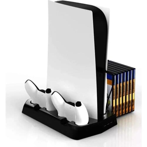 NEW For PS5 3 in 1 Vertical Cooling Fan Disc And Digital Edition with 14 Game Slot 3 Hub Port Dual Controller Charging Station