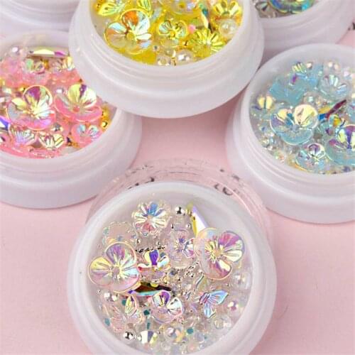 3D Butterfly Flower Shapes Nail Shell Rhinestone Art Fimo Slices Decoration