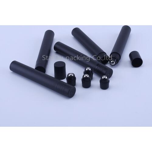 6pcs 10ml Black Antiperspirant Bottle with Plastic Bead, Black Roll on Bottle, Deodorant Bottle, Perfume Roll on bottle
