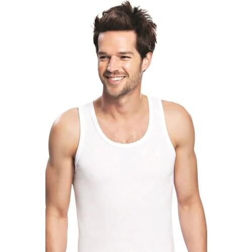 6 pcs Ubbu Classic Suspenders Men 'S Undershirt 100 Cotton Combed White Comfortable Do not sweat