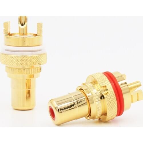8Pcs 24K Gold plated RCA socket RCA female RCA chassis for CD and amplifier Tube Amplifier