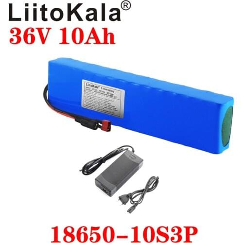 LiitoKala 36V battery 36V electric bike battery 42V 10AH 18650 battery for motorcycle Scooter with XT60 plug and 42V2A charger