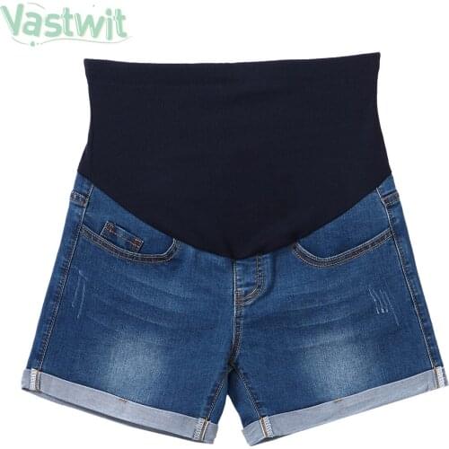Maternity Denim Shorts For Pregnant Women Summer Maternity High Waist Support Belt Jeans Curling Short Pants For Pregnancy