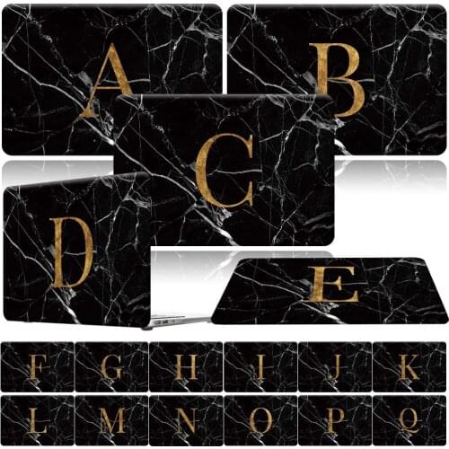 For Apple Macbook 12" / Pro 13 15 16 printed Black marble Laptop Shell cover case For A2141 A2159 A1707 A1990(touch bar) A1398