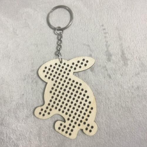 Wooden animal shape cross stitch make your own keyring unfinished rabbit shape