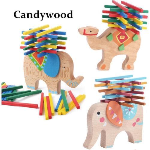 2018 New Elephant/Camel Balance Wood Toys for Children Wooden Blocks Toys Game For Children Educational Montessori toys boys