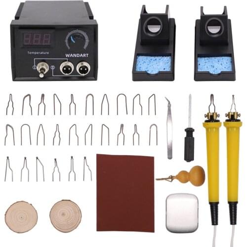 Wood Burning Kit 60W Woodburner Tool Pyrography Set with Dual Wood Burner and 26pcs Woodburning Wire Nibs Tips for Art Beginer