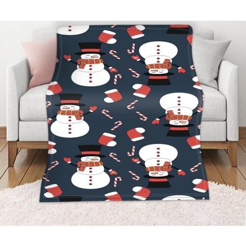 2021 Kids Gift Fleece Throw Blanket Merry Christmas Snowman Lightweight Super Soft Cozy Blanket For Bed Couch Sofa 59x86 Inches