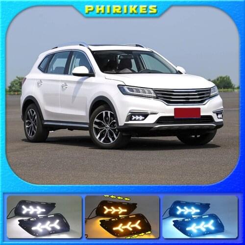 For Roewe RX5 2016 2017 2018 2019 Led Daytime Running Lights DRL Fog Lamp with Yellow Turn Signal Lamp