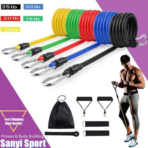 LISM 11pcs Latex Resistance Bands Crossfit Training Exercise Yoga Tubes Pull Rope Rubber Expander Elastic Bands Fitness with Bag