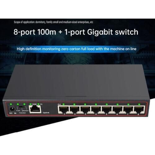 8+1port POE Gigabit Switch 250M 8port 100M+1 1000M Port POE Ethernet Switch Power Supply VLAN wireless AP for IP camera