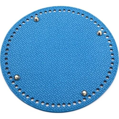 19*19cm Circle Bottom for Knitting Bag Bottoms with Holes Braided Leather for Handbag Shoulder Bag Handmade Accessories Blue