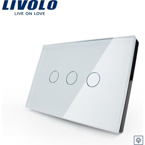 Livolo Smart home White Crystal Glass Panel US/AU standard VL-C303D-81,Digital Wall Switch,Dimmer Control Home Wall Light Switch